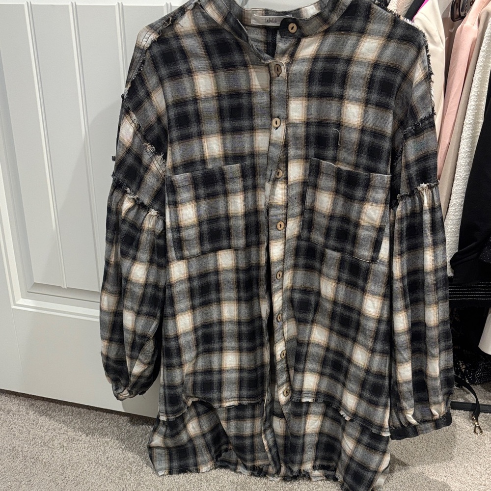 Talulah Black and White Plaid Casual Shirt/Tunic